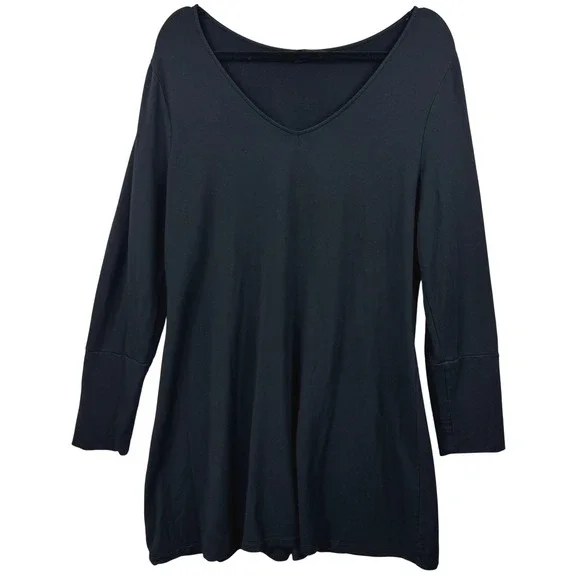 Soma Nightgown Women XL Black V-Neck Long Sleeve Stretch Relaxed - Picture 1 of 10